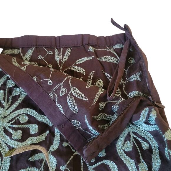 Soft Surroundings Maxi Skirt Cotton Embroidered  Coastal Boho western  Indie - Picture 6 of 13